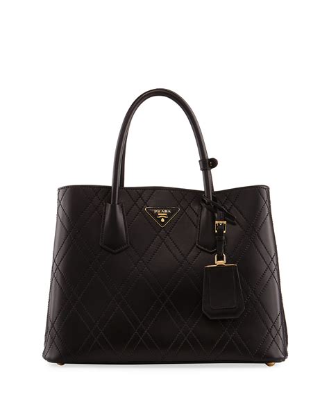 prada quilted double large leather top handle bag|prada purses.